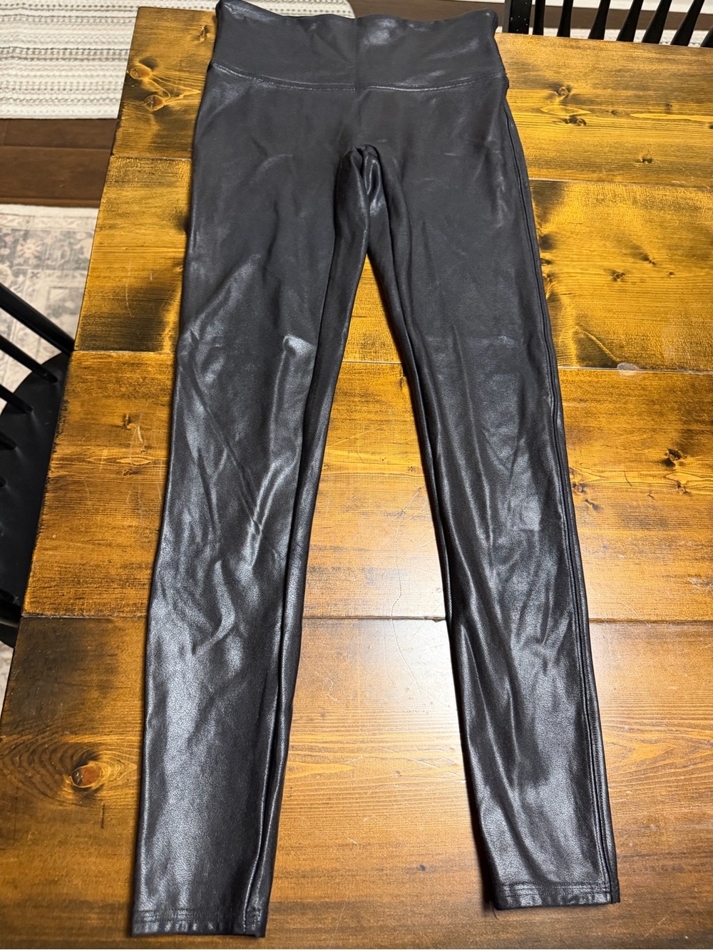 SPANX Faux Leather Leggings Black High Waisted Shaper Size Medium M
